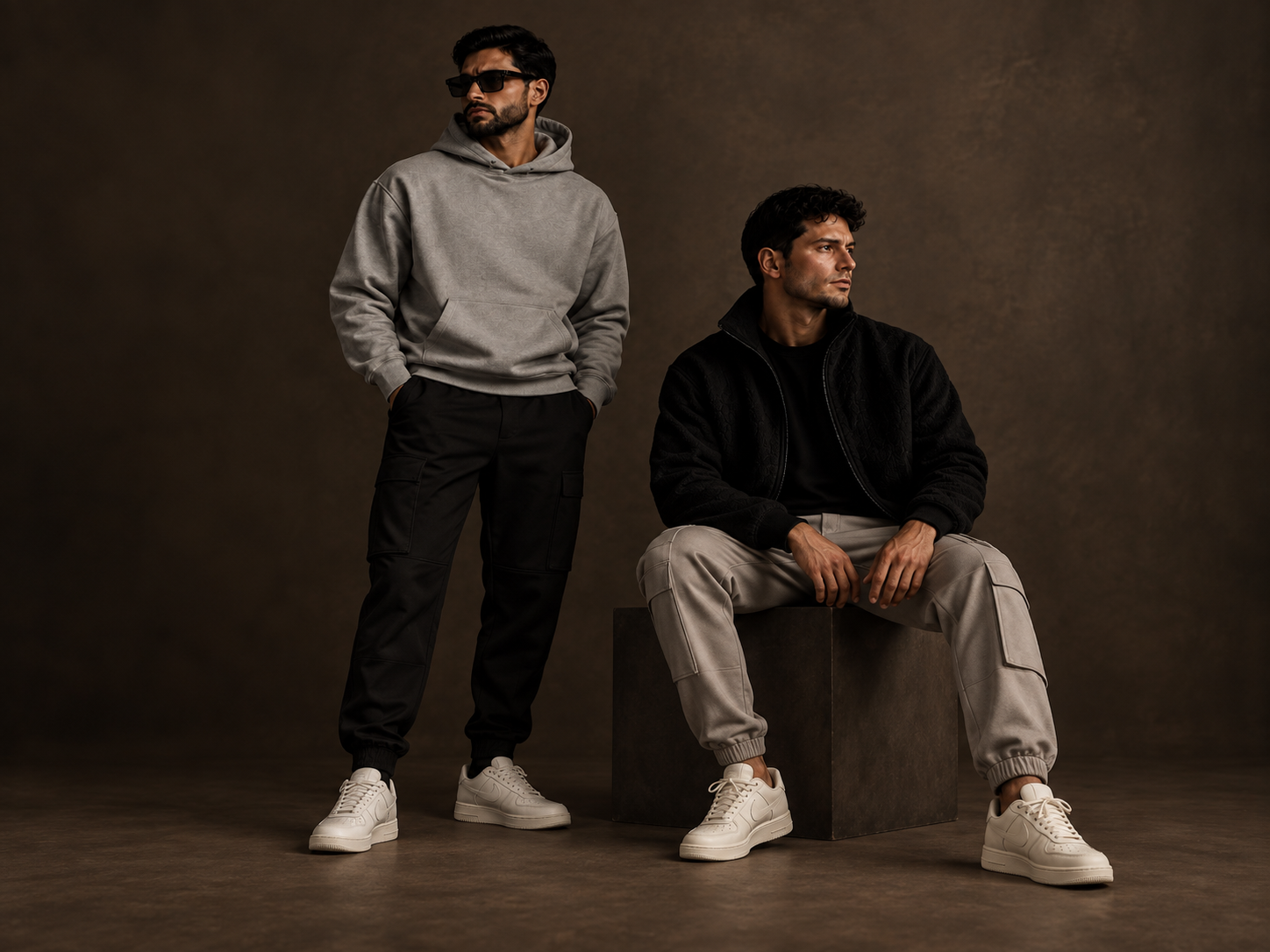 Different Level Bottom category campaign featuring winter joggers and relaxed streetwear.